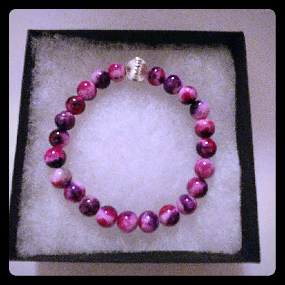 Pink & Purple Jade Stone Bracelet